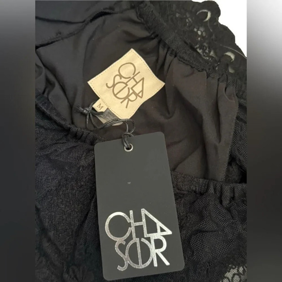 NWT Flutter sleeve black Chaser top REVOLVE Lace collar Med - Picture 6 of 7